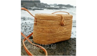 ladies handbag oval ata grass rattan handwoven made in bali